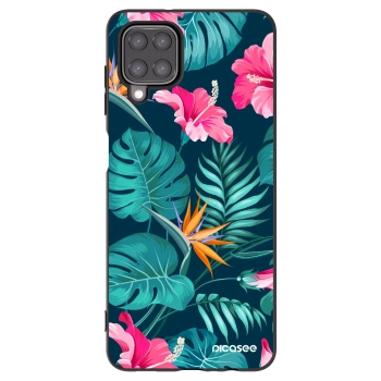 Picasee Μαύρη θήκη σιλικόνης για Samsung Galaxy M12 M127F - Pink Monstera