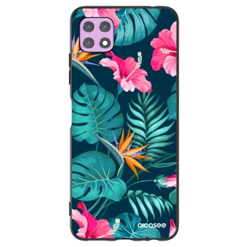 Picasee Μαύρη θήκη σιλικόνης για Samsung Galaxy A22 A226B 5G - Pink Monstera