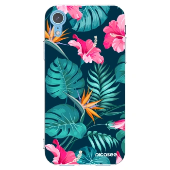 Picasee διαφανής θήκη σιλικόνης Apple iPhone XR - Pink Monstera