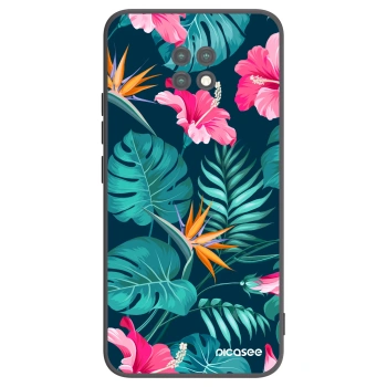 Picasee Μαύρη θήκη σιλικόνης για Xiaomi Redmi Note 9T - Pink Monstera