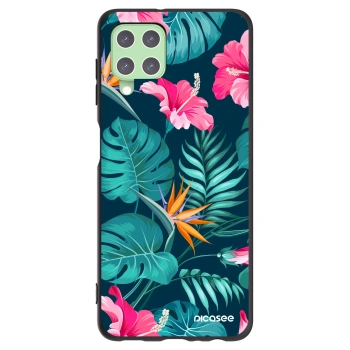 Picasee Μαύρη θήκη σιλικόνης για Samsung Galaxy A22 A225F 4G - Pink Monstera