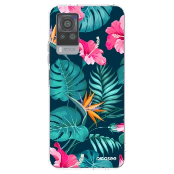 Picasee διαφανής θήκη σιλικόνης Vivo X60 Pro 5G - Pink Monstera