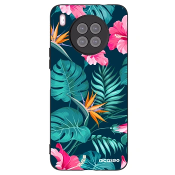 Picasee Μαύρη θήκη σιλικόνης για Huawei Nova 8i - Pink Monstera
