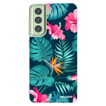 Picasee διαφανής θήκη σιλικόνης Samsung Galaxy S21 FE 5G - Pink Monstera