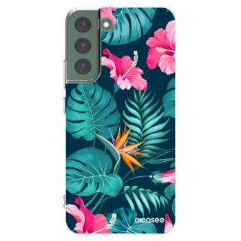 Picasee διαφανής θήκη σιλικόνης Samsung Galaxy S22+ 5G - Pink Monstera