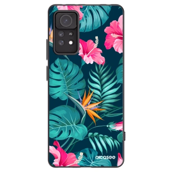 Picasee Μαύρη θήκη σιλικόνης για Xiaomi Redmi Note 11 Pro 5G - Pink Monstera
