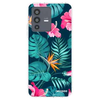 Picasee διαφανής θήκη σιλικόνης Vivo V23 5G - Pink Monstera