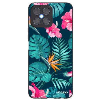 Picasee Μαύρη θήκη σιλικόνης για Honor X8 4G - Pink Monstera