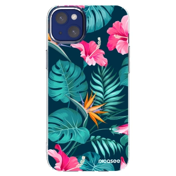 Picasee διαφανής θήκη σιλικόνης Apple iPhone 14 Plus - Pink Monstera