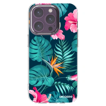 Picasee διαφανής θήκη σιλικόνης Apple iPhone 14 Pro - Pink Monstera