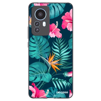 Picasee Μαύρη θήκη σιλικόνης για Xiaomi 12T - Pink Monstera