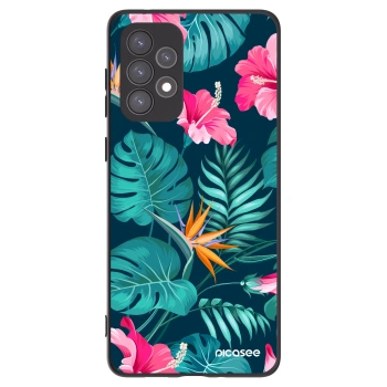 Picasee Μαύρη θήκη σιλικόνης για Samsung Galaxy A73 5G - Pink Monstera