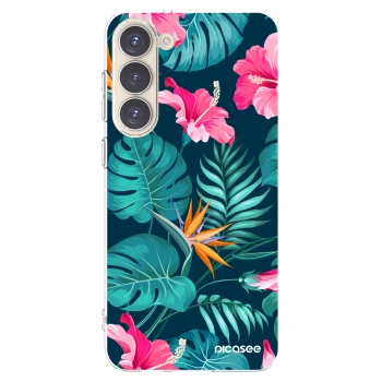 Picasee διαφανής θήκη σιλικόνης Samsung Galaxy S23+ 5G - Pink Monstera