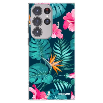 Picasee διαφανής θήκη σιλικόνης Samsung Galaxy S23 Ultra 5G - Pink Monstera