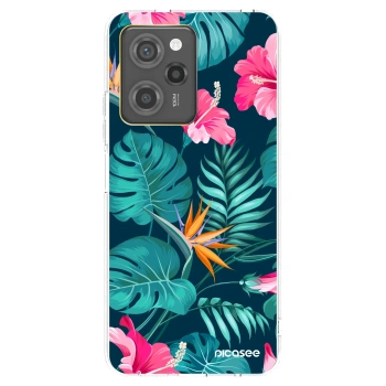 Picasee Μαύρη θήκη σιλικόνης για Xiaomi Poco X5 Pro - Pink Monstera