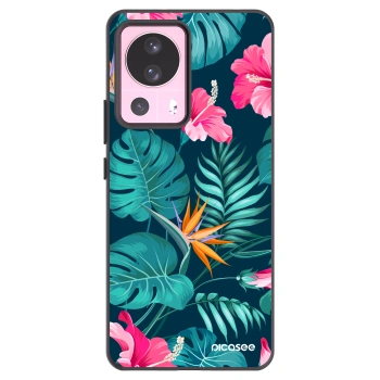 Picasee Μαύρη θήκη σιλικόνης για Xiaomi 13 Lite - Pink Monstera