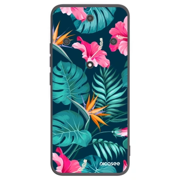 Picasee Μαύρη θήκη σιλικόνης για Honor Magic5 Lite 5G - Pink Monstera