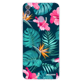 Picasee διαφανής θήκη σιλικόνης Honor 8X - Pink Monstera