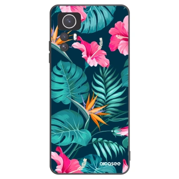 Picasee Μαύρη θήκη σιλικόνης για Xiaomi Redmi Note 12S - Pink Monstera