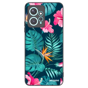 Picasee Μαύρη θήκη σιλικόνης για Xiaomi Redmi Note 12 4G - Pink Monstera