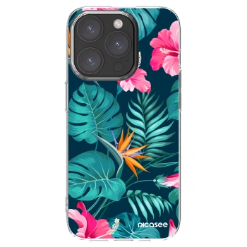 Picasee διαφανής θήκη σιλικόνης Apple iPhone 15 Pro - Pink Monstera