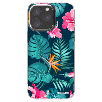 Picasee διαφανής θήκη σιλικόνης Apple iPhone 15 Pro Max - Pink Monstera