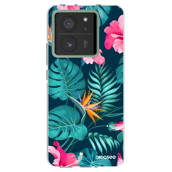Picasee διαφανής θήκη σιλικόνης Xiaomi 13T Pro - Pink Monstera