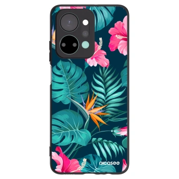 Picasee Μαύρη θήκη σιλικόνης για Honor X7a - Pink Monstera