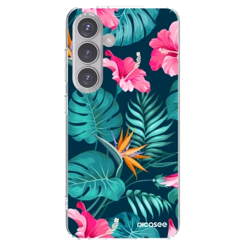 Picasee διαφανής θήκη σιλικόνης Samsung Galaxy S24 S921B 5G - Pink Monstera