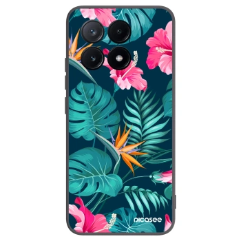 Picasee Μαύρη θήκη σιλικόνης για Xiaomi Poco X6 Pro - Pink Monstera