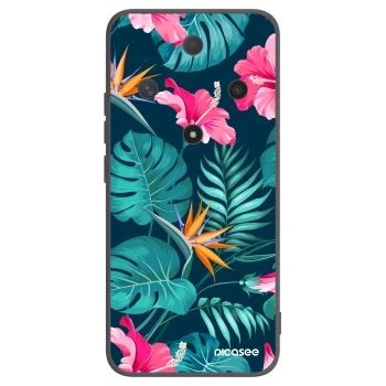 Picasee Μαύρη θήκη σιλικόνης για Honor Magic6 Lite 5G - Pink Monstera