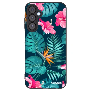 Picasee Μαύρη θήκη σιλικόνης για Samsung Galaxy A25 A256B 5G - Pink Monstera