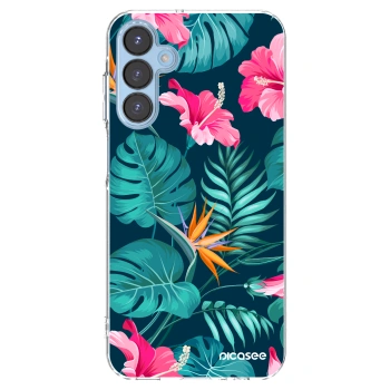 Picasee διαφανής θήκη σιλικόνης Samsung Galaxy A15 A156B 5G - Pink Monstera
