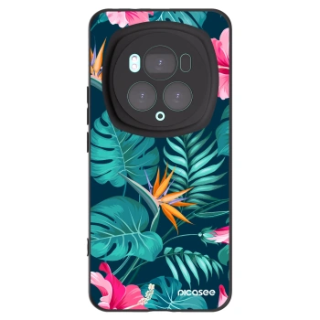 Picasee Μαύρη θήκη σιλικόνης για Honor Magic6 Pro - Pink Monstera
