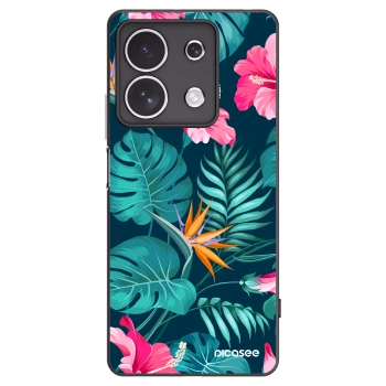 Picasee Μαύρη θήκη σιλικόνης για Xiaomi Redmi Note 13 4G - Pink Monstera