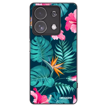 Picasee Μαύρη θήκη σιλικόνης για Xiaomi Redmi Note 13 Pro 4G - Pink Monstera
