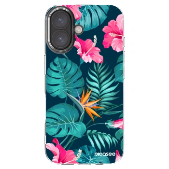 Picasee διαφανής θήκη σιλικόνης Apple iPhone 16 - Pink Monstera