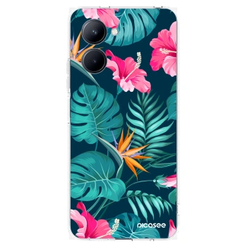 Picasee διαφανής θήκη σιλικόνης Realme C33 (2023) - Pink Monstera
