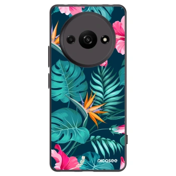 Picasee Μαύρη θήκη σιλικόνης για Xiaomi Redmi A3 - Pink Monstera