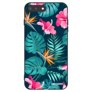 Picasee Μαύρη θήκη σιλικόνης για Apple iPhone 8 Plus - Pink Monstera