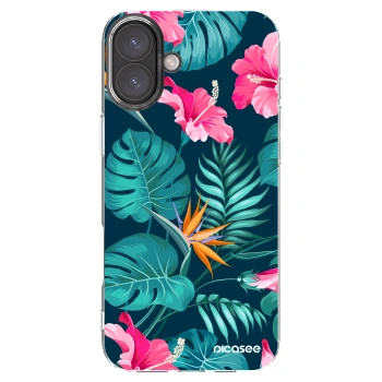 Picasee διαφανής θήκη σιλικόνης Apple iPhone 16 Plus - Pink Monstera