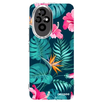 Picasee διαφανής θήκη σιλικόνης Honor 200 Pro 5G - Pink Monstera