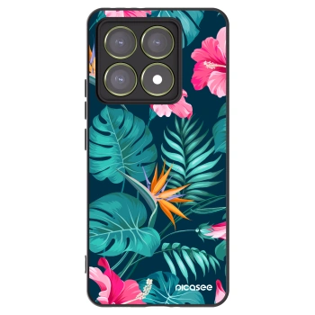 Picasee Μαύρη θήκη σιλικόνης για Xiaomi 14T - Pink Monstera