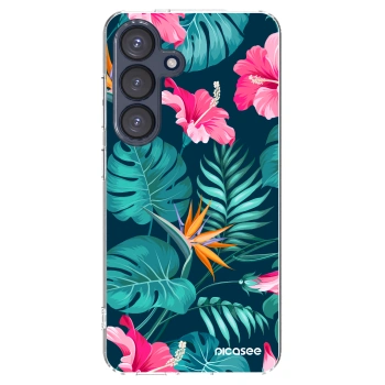 Picasee διαφανής θήκη σιλικόνης Samsung Galaxy S25 5G - Pink Monstera