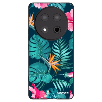 Picasee Μαύρη θήκη σιλικόνης για Honor Magic7 Lite 5G - Pink Monstera