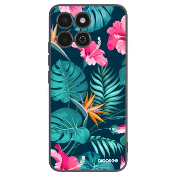 Picasee Μαύρη θήκη σιλικόνης για Honor 200 Smart 5G - Pink Monstera