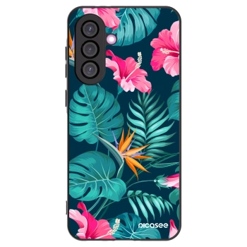 Picasee Μαύρη θήκη σιλικόνης για Samsung Galaxy A56 5G A566B - Pink Monstera