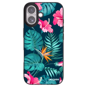 Picasee Μαύρη θήκη σιλικόνης για Apple iPhone 17 - Pink Monstera
