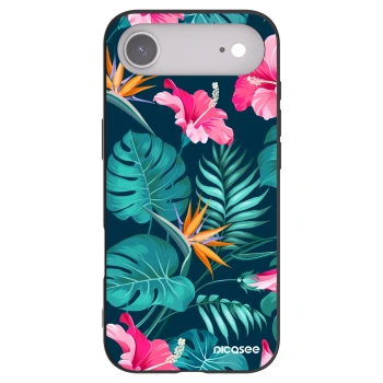 Picasee Μαύρη θήκη σιλικόνης για Apple iPhone Air - Pink Monstera