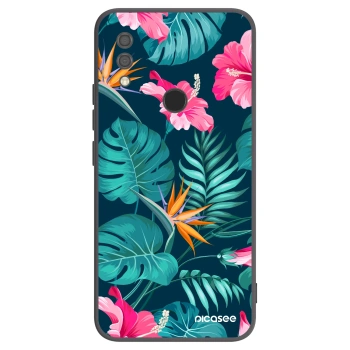 Picasee Μαύρη θήκη σιλικόνης για Xiaomi Redmi 7 - Pink Monstera